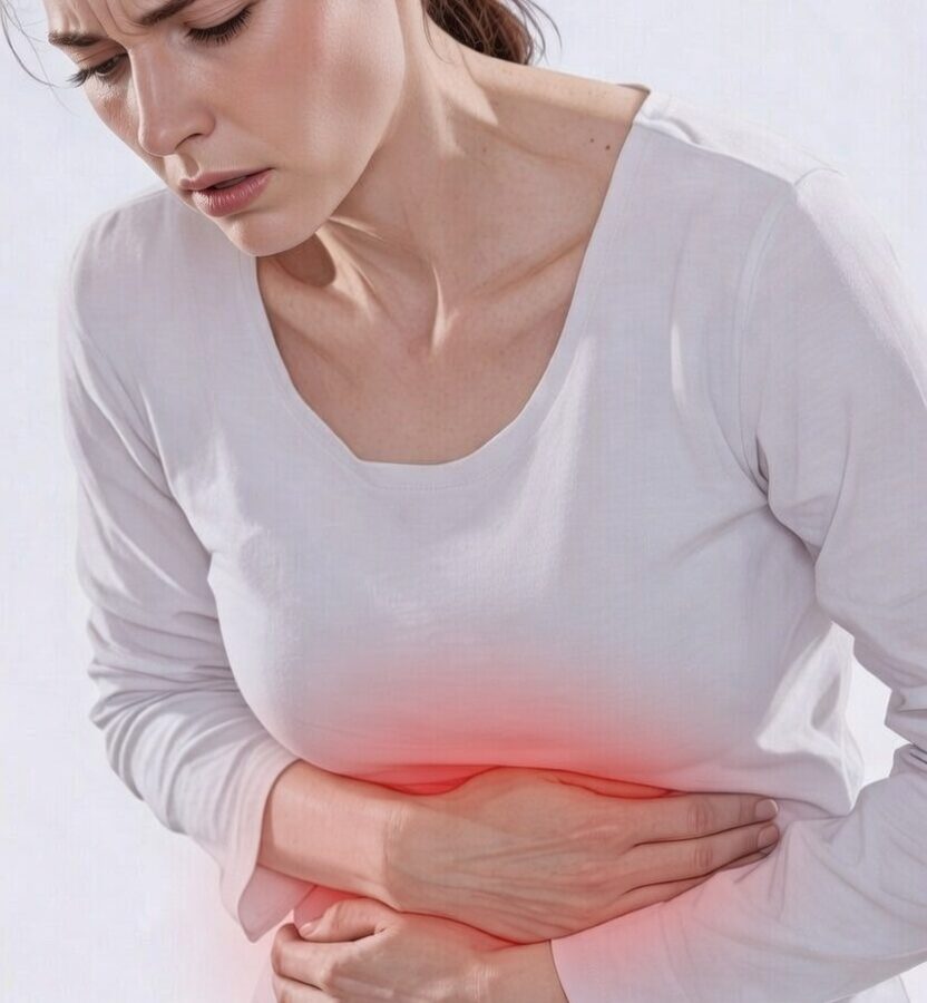 Woman with abdominal pain